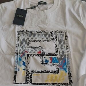 Fendi White T-Shirt with Multicolor Graphic